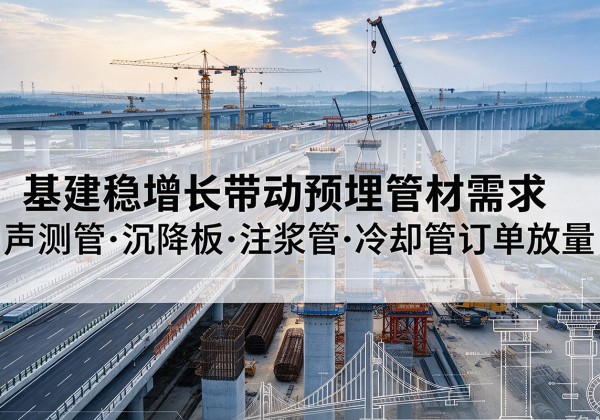 安次基建稳增长带动预埋监测管材需求，声测管、沉降板、注浆管订单持续放量